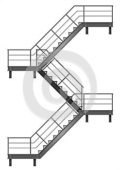 Drawing of the fire escape for the facade