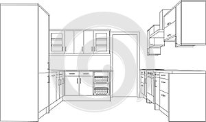 Drawing of a Fitted Kitchen