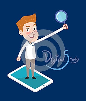 Drawing flat character design business e-learning concept , illustration .
