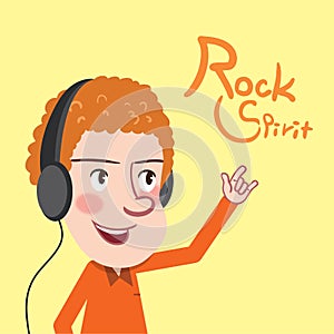 Drawing flat character design rock spirt concept, illustration photo