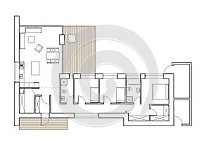 Drawing - floor plan of the single family house