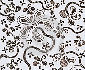 Drawing flower pattern with hand.flower on white background.