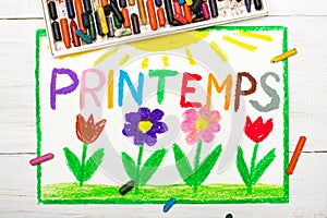 Drawing: French words Printemps Spring