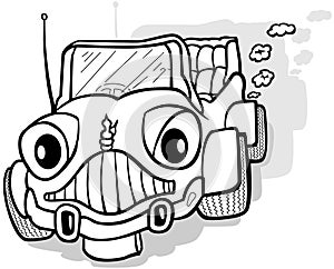 Drawing of a Funny Car with Eyes