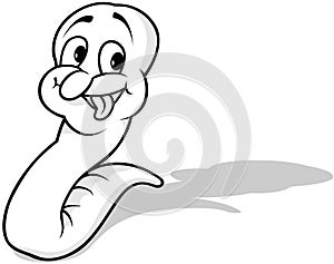 Drawing of a Funny Earthworm with its Tongue Sticking Out