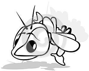 Drawing of a Funny Flying Beetle with Huge Eyes