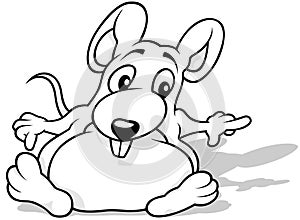 Drawing of a Funny Mouse Sitting on the Ground