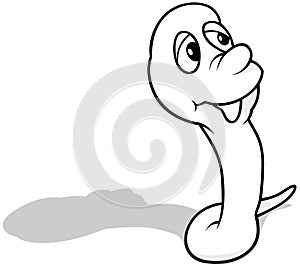 Drawing of a Funny Worm with a Raised Body Part