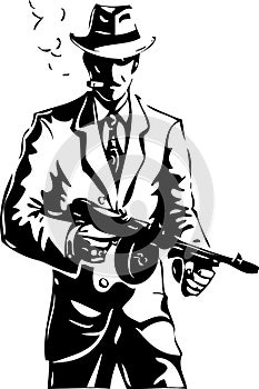 Drawing - the gangster - a mafia