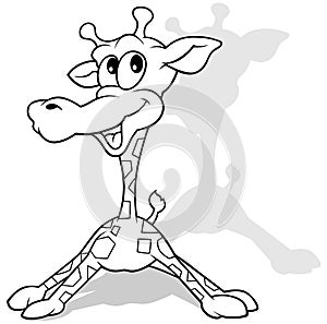 Drawing of a Giraffe Standing on the Ground with its Legs Spread Apart