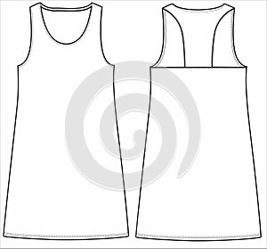 Drawing Of a girls sleeveless tank top outline print Vector art