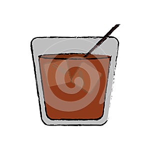 Drawing glass cocktail ice drink straw