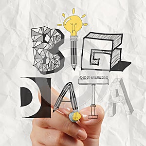 Drawing graphic design BIG DATA word as concept