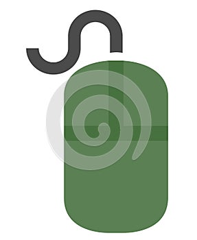 The drawing of a green computer mouse, a small hardware input device used by hand. Illustration, vector or cartoon.