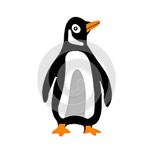 Drawing hand Illustration cartoon of pinguin with with background