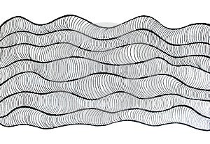 Drawing handmade waves optical effect in black ink on white