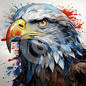 Drawing of the head of a unique American bald eagle in close-up. Generated by AI