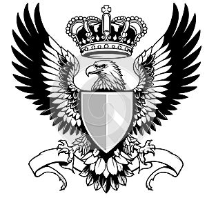 Drawing of Heraldic Eagle with Spread Wings