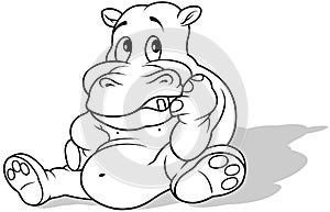 Drawing of a Hippo Sitting on the Ground