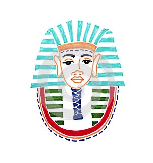 Drawing of historical mask of pharaoh tutankhamen photo