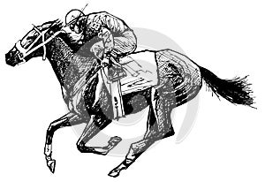 Drawing of a horse and rider photo