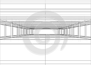 Drawing of a house under construction. Vector