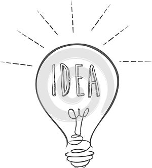 Drawing idea light bulb concept creative design.