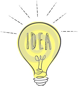 Drawing idea light bulb concept creative design.