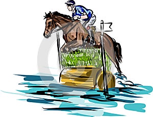 Drawing illustration of aHorseman on stallion