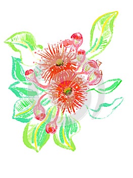 Drawing  illustration. Beautiful flowers. Watercolor painting for design.