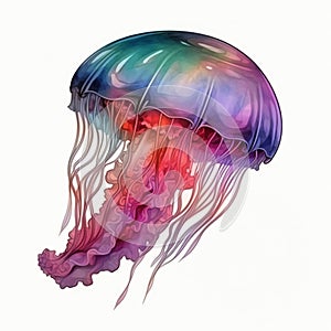 Drawing of a Jellyfish on a White Background