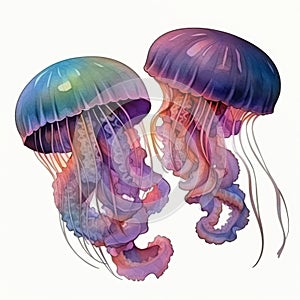 Drawing of a Jellyfish on a White Background