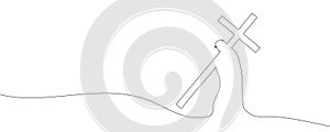 drawing of jesus christ carrying the cross drawn continuous line. Vector illustration