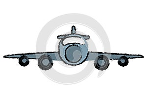 Drawing jet airplane private transport front view