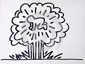 Drawing by Keith Haring crawling baby