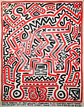 Drawing by Keith Haring fun gallery poster 1983
