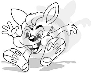 Drawing of a Laughing Rabbit in a Jump