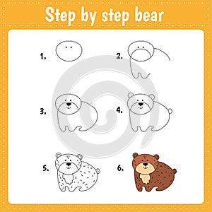 Drawing lesson for children. How to draw a bear.
