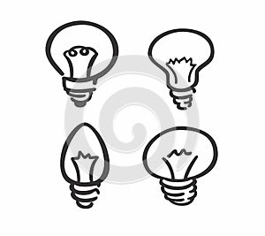 Drawing light bulb black outlined icon photo