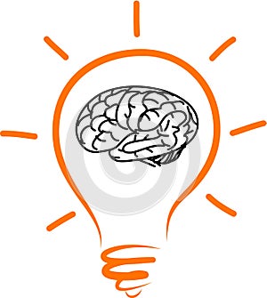 Drawing light bulb brain in side