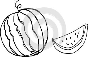 Drawing line art watermelon illustration vector graphic slice fruit organic tasty object nutrition natural summer sketch