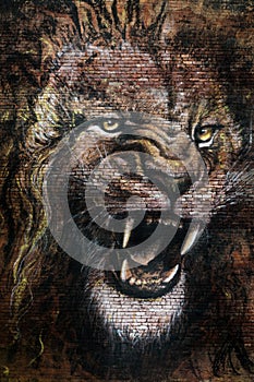 Drawing of lion roaring