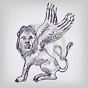 Drawing lion with wings
