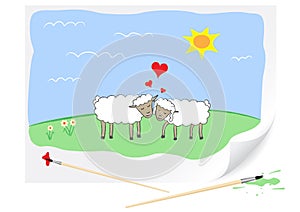 Drawing love sheeps