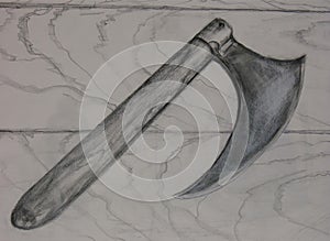 Drawing of Medieval Battle Ax