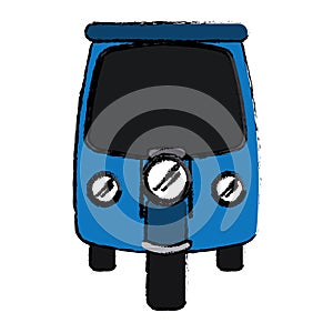 Drawing motor rickshaw transport tricycle