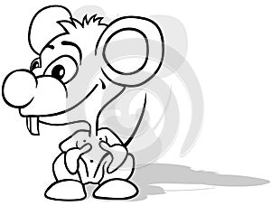 Drawing of a Mouse with Turned Head Seated on the Ground