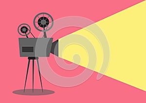 Drawing of a movie projector. Movie camera.