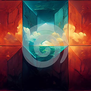 Drawing multicolored cubes painted with paint repeating texture Generative AI