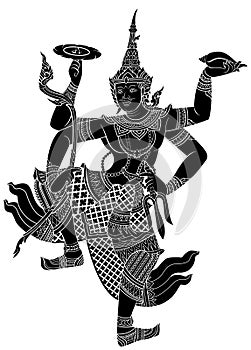 Drawing of Narayana silhouetted